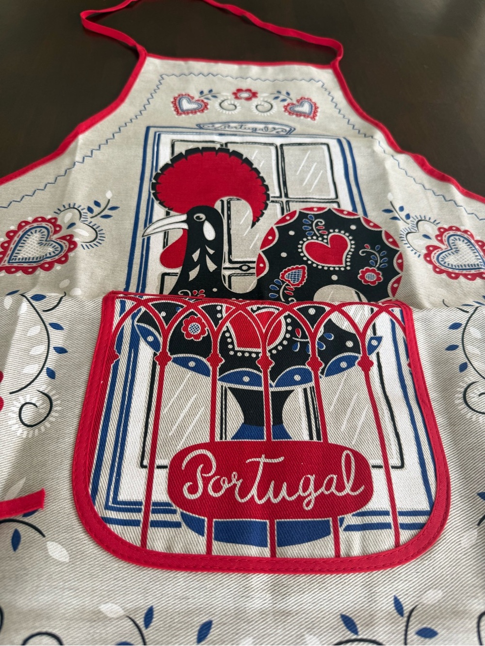 Portugal Rooster Kitchen Apron in Red, Black & Blue